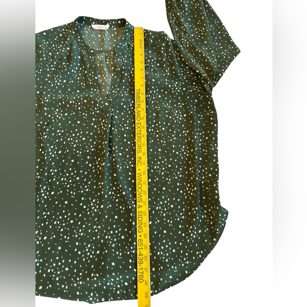Lush Warren Split Neck Blouse Green Background Wi… - image 8